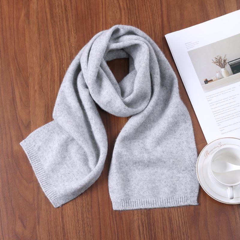 100% Pure Wool Solid Color Knitt Scarf Winter Women'Sthermal Neck Wrap Casual Thick Neckerchief Wraps Soft Warm Dressing Up