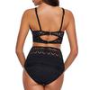 Women's Two Pieces Crochet Lace High Waist V Neck Bikini Set Swimsuit