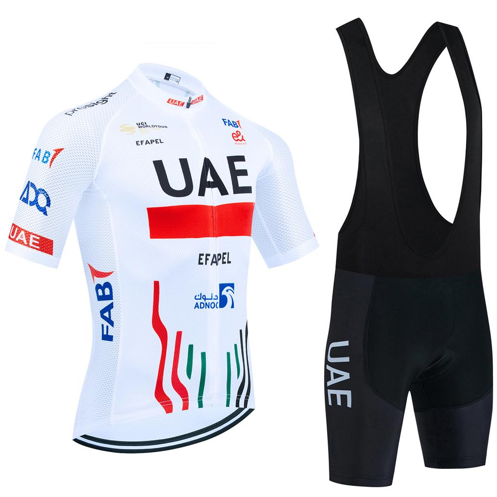 New 2025 TOTAL Cycling Jersey White Bike Maillot Pants Set UAE Team Quick Dry Ropa Ciclismo  Summer Pro Bicycle T-Shirt Clothing