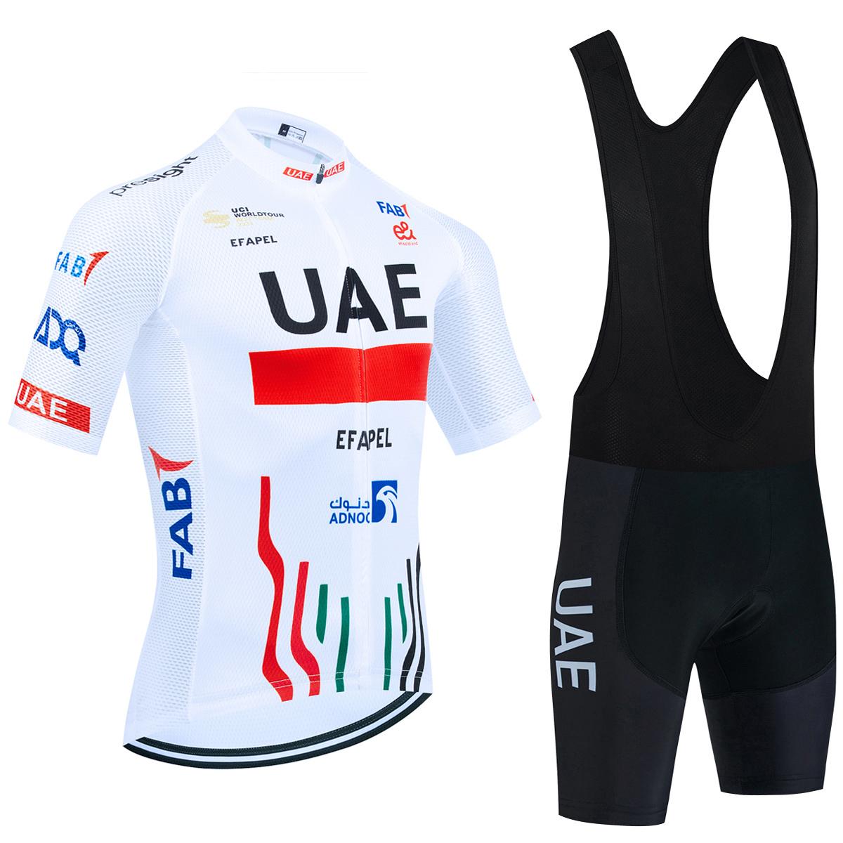 

New UAE Cycling Jersey White TOTAL Team Bike Jersey Shorts Set Men Women Quick Dry Ropa Ciclismo Pro Bicycle T-Shirt Clothing XL слонова кістка