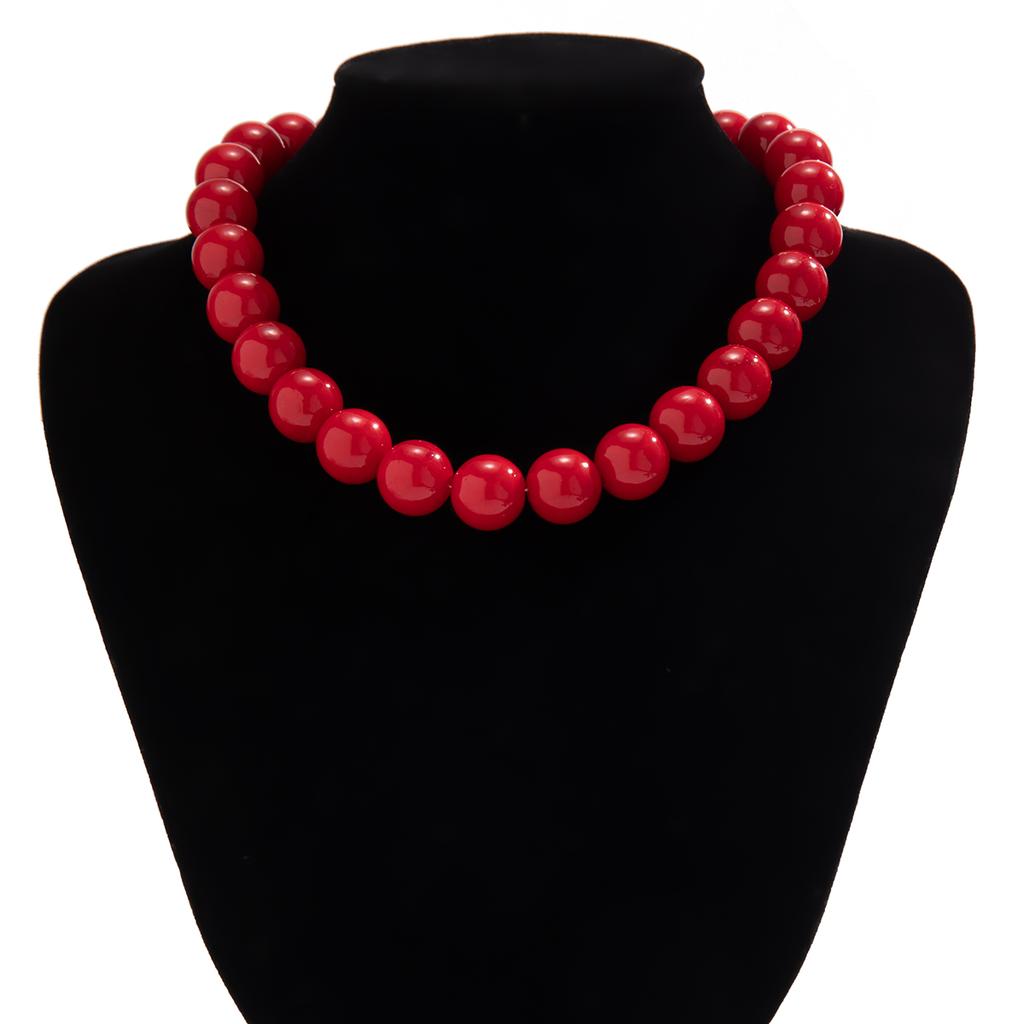 PuRui Punk Smooth Big Round Beads Strand Necklace for Women Ball Chain Chunky Choker Unisex Collar Zircon Party Gifts New 2024