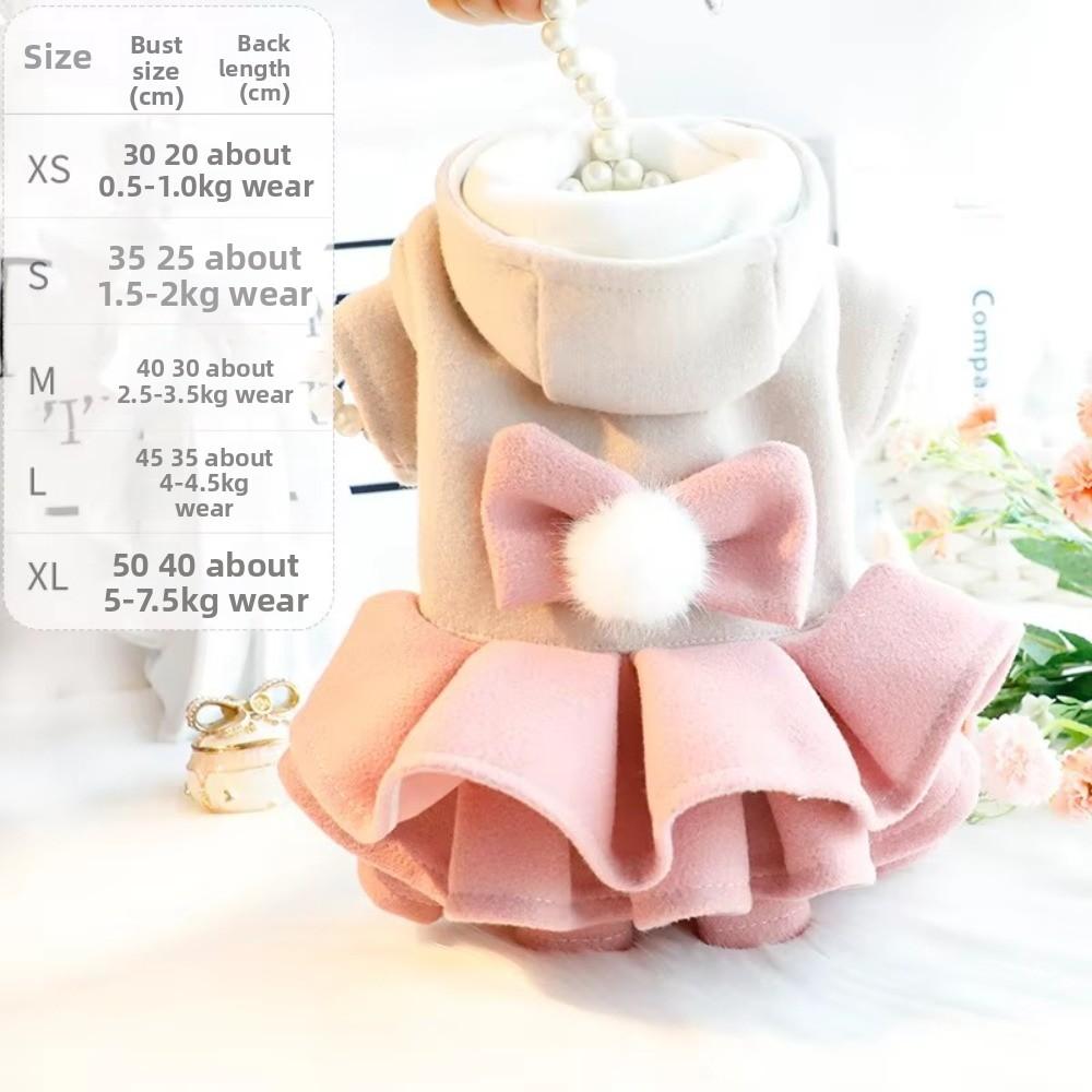 Woolen Pet Dog Clothes Autumn Winter Outfit Cat Princess Skirt Pet Coat Dog Dresses for Small Dogs