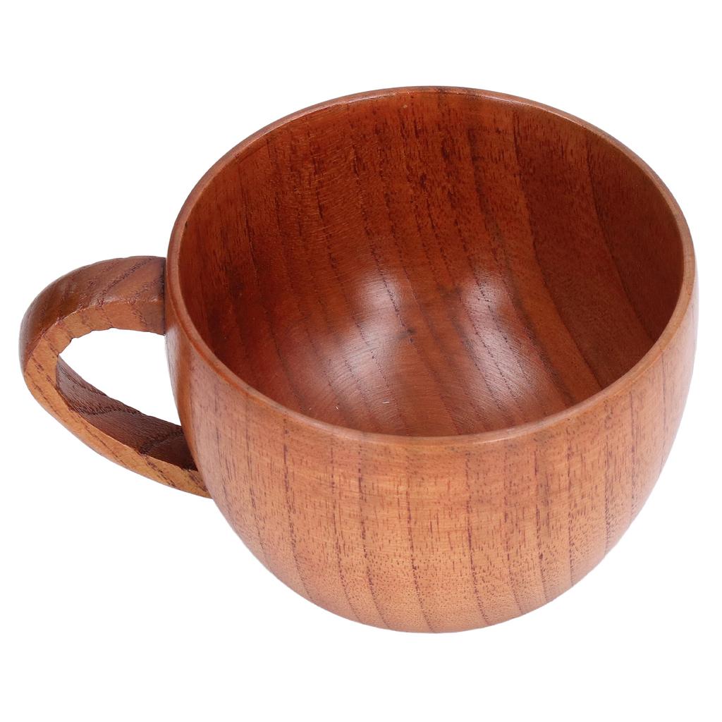 200ml Big Belly Wood Water Cup Simple Tea Wine Coffee Mug Classical Wooden Cup with Handle for Kitchen Study