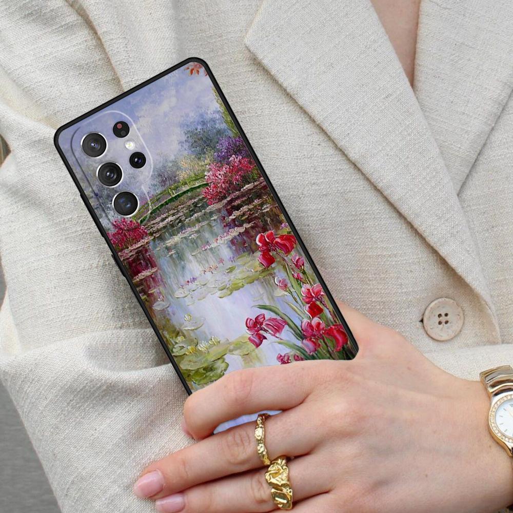 Claude Monet Garden Lotus Bridge Cell Phone Case for Samsung Galaxy S26 Ultra S25 S24 S23 S22 S21 S20 Note10 Cover