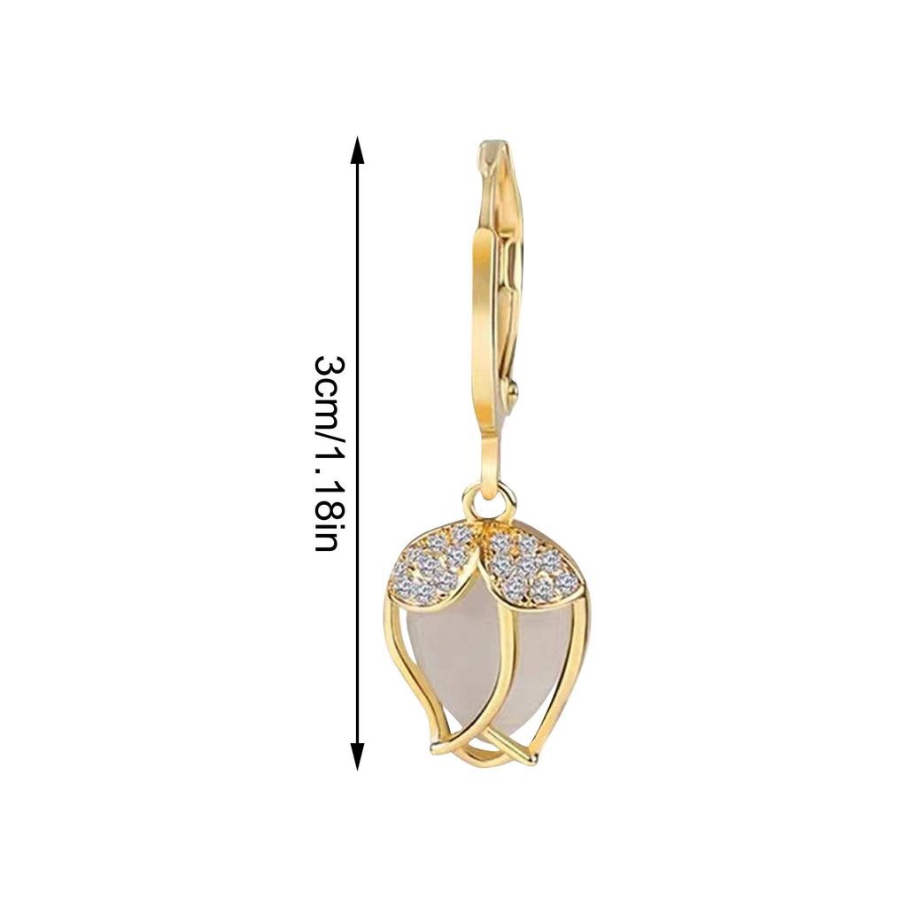 Light Luxury  Earrings With Full Diamonds Women'S  Ear Buckles Design High-End Feeling Famous Cat Eye Stone Flower Earrings