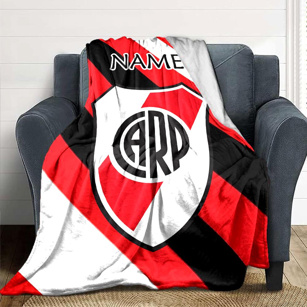 Custom Name River Plate Crest Blanket for Couch & Bed, Plush Cozy Fuzzy Blanket Super Soft & Warm Blankets for Fall and Winter. 0908284