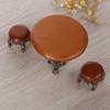 1:12 Dollhouse Miniature Furniture Wooden Round Kitchen Side Table And Stool