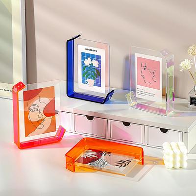 Nordic Modern Acrylic L-shaped Photo Frame Table Niche Desktop Display Ornaments 6-inch 7-inch Photo Frame Diy Table Wall Decor