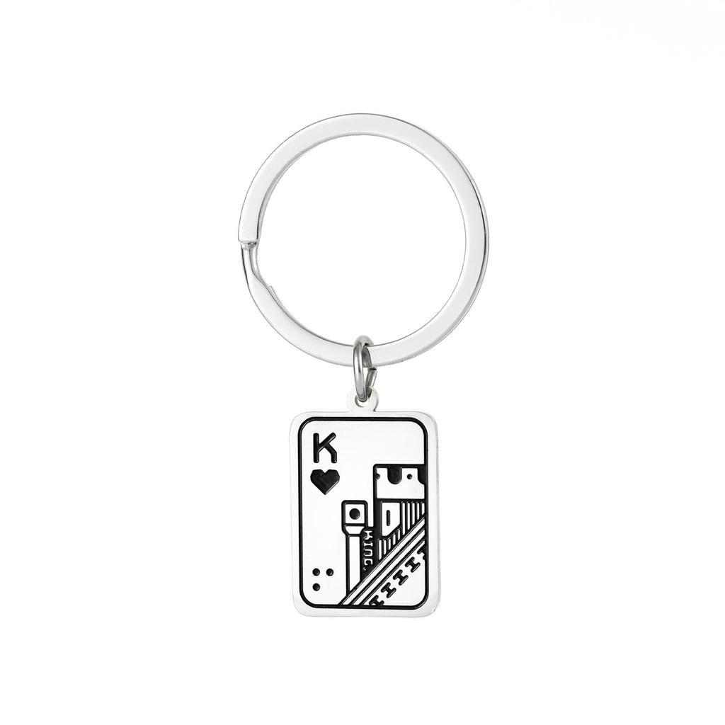 Gold Silver Black White Splicing Cat Stainless Steel Keychain Cute Cartoon Design Fashion Couple Pendant Practical Backpack Decoration