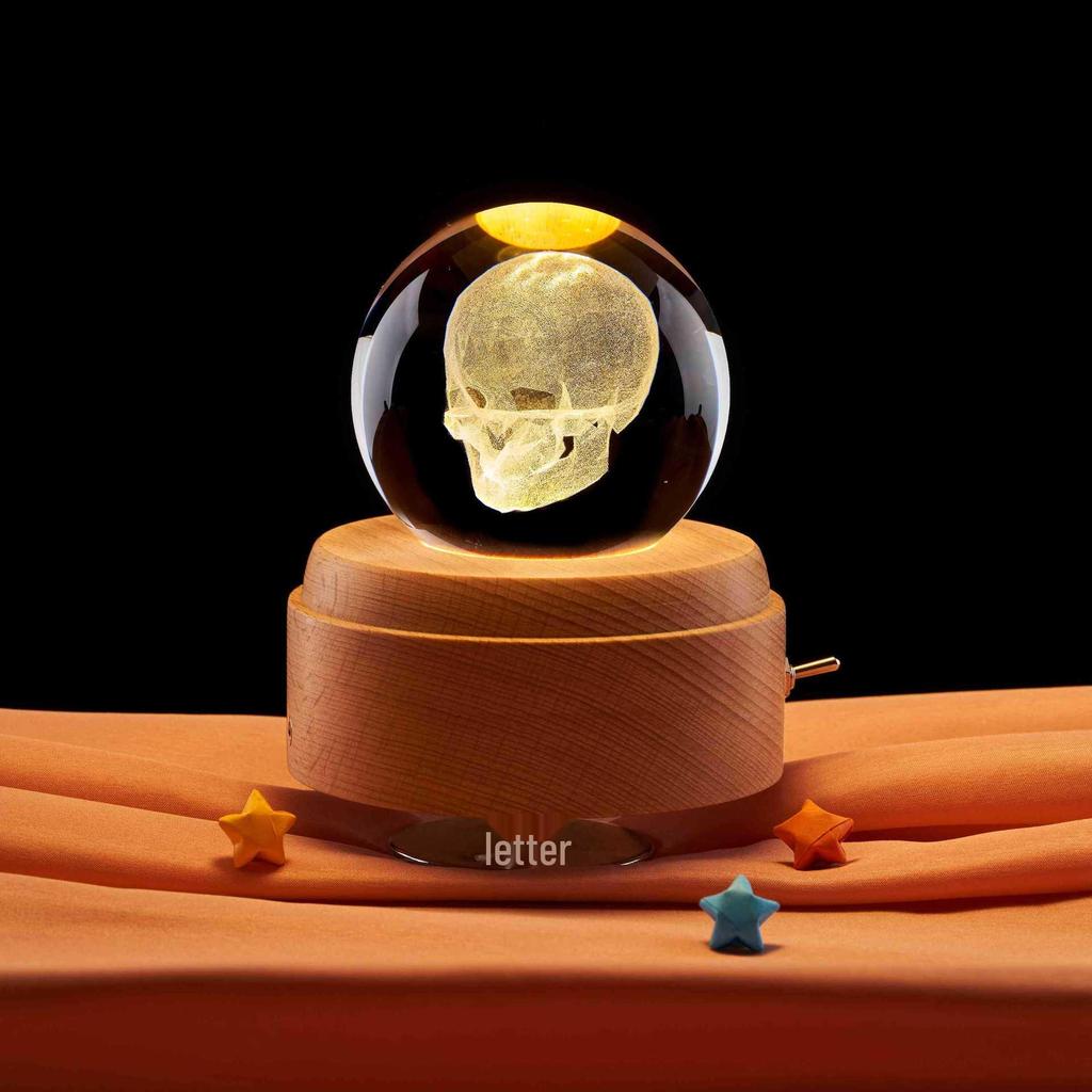 Skull Bluetooth Stand with Luminous Crystal Ball Night Light Decoration