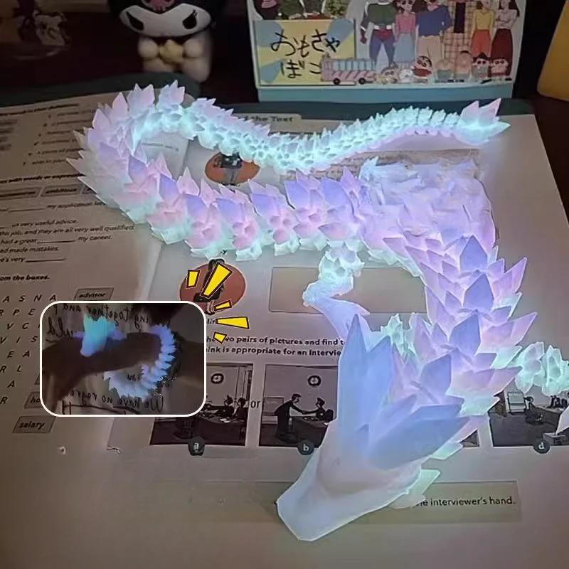 Luminous 3D Printed Dragon Glow In the Dark Flying Dragon Egg Rotatable Articulated Wing Dragons Home Office Ornaments Kids Gift