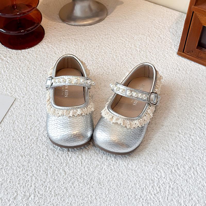 Little Princess Girls Korean-Style Mary Jane Shoes - 2026 Spring/Autumn Collection” 23 серебряный