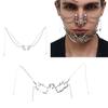 Set di 2 Maschere Mezzo Viso Accessorio Cosplay Unisex Catena per Viso Gioielli per Viso alla Moda Texture Rame per Festa di Halloween