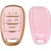 Key Fob Cover for Alfa Romeo Giulia Stelvio Tonale 5 Button Keyless Entry Remote for Car Key Protection Accessory (Pink-Gold)