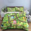"Colorful Town Map Play Set"  Kid's and Adults' Bedroom Decor, Exquisite Three-piece Bedding Set Gift