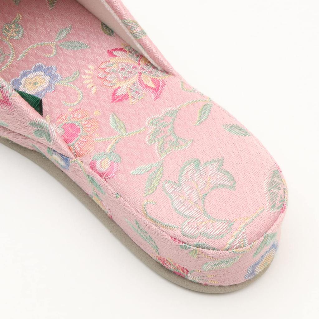Minton Haddon Hall Jacquard Pantaloon Slippers Jacquard British (Floral Weave, Style) (Pink)