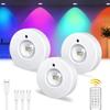 RGB 12 Color Rechargeable LED Cabinet Light Magnetic Puck Lamp Cat Eye Wireless Wardrobe Wine Cabinet Light with Remote Control