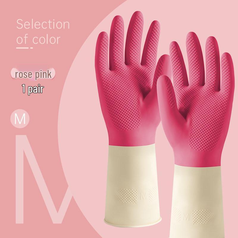 Women's Waterproof Rubber Gloves for Dishwashing, Pot Scrubbing, Vegetable & Clothes Washing, and Home Cleaning.