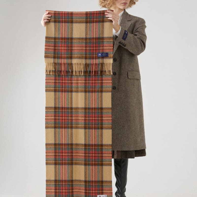 ABRAHAM MOON Merino Wool Shawl Muffler 50cm - Antique Dress Stuart