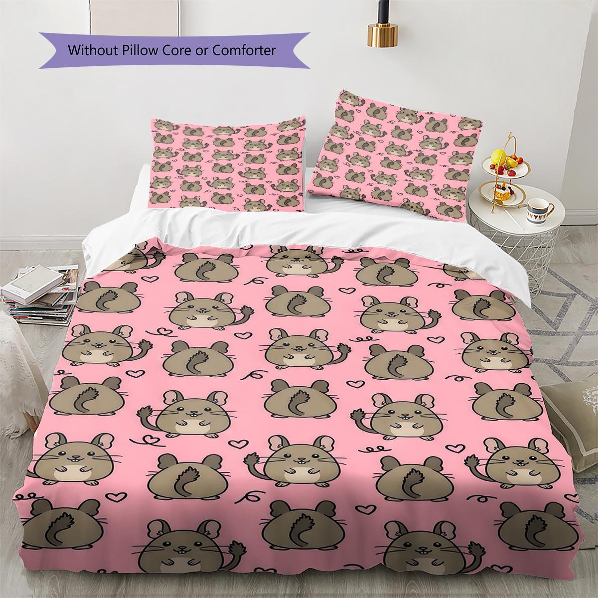 

Pink Cartoon Art Pattern Bedding,Quilt Set Quilt Cover Pillowcase Home Birthday Gift (1 * duvet cover + 2 * pillowcase, without core) 135x200cm