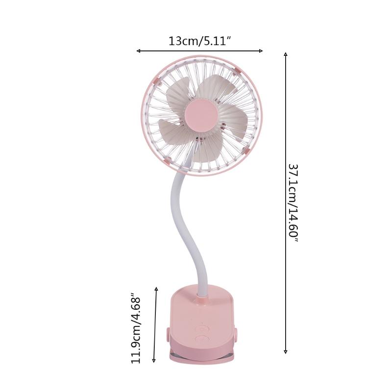Mini Clip Fan Quiet Portable Night Light Fan USB Rechargeable Fan
