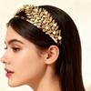 Wedding Crown Pearls Leaf Designs Comfortable Metal Headpiece For Bride Sustainable Party Accessory