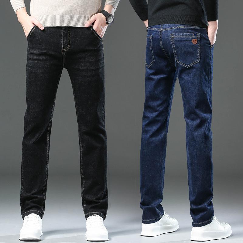 2024 Podzim a Zima Nové džíny Pánské Business Rovná trubka Volné Elastické kalhoty Trend Všestranné Ležérní kalhoty