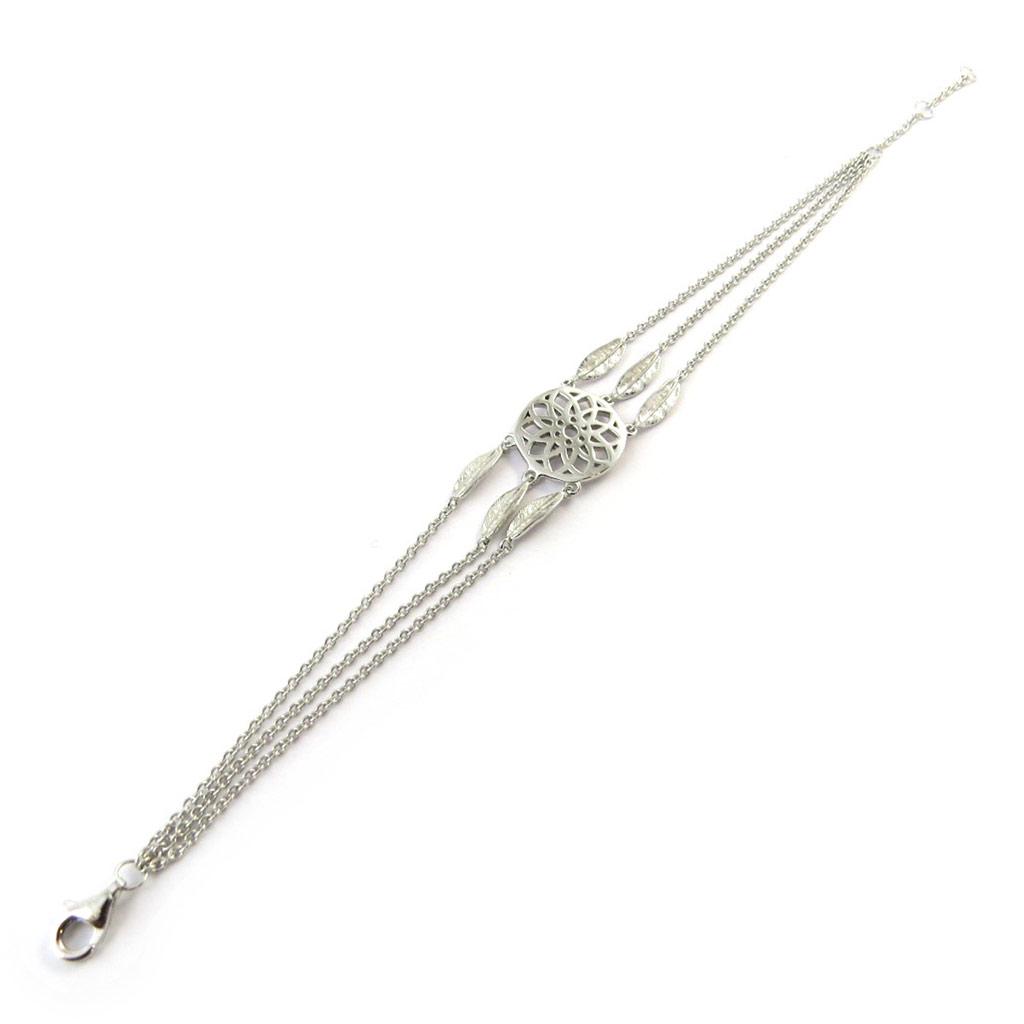 Les Trésors De Lily [P1263] - Bracelet argent 'Navajos' argenté (rhodié) dreamcatcher attrape rêves