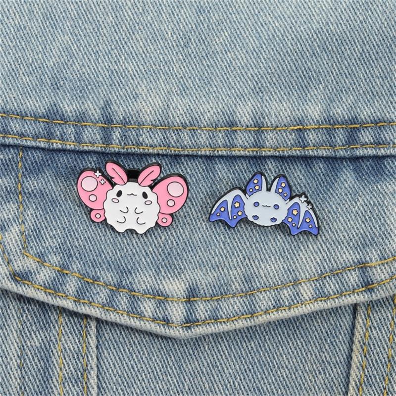 Blue Pink Bat Rabbits Enamel Pin Adorable Jewelry Gift For Friend