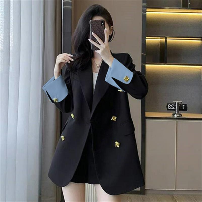 Spring and Autumn Suit Jacket Women's Casual Loose Fashion Temperament Small Suit Jacket Contrast Color Stitching