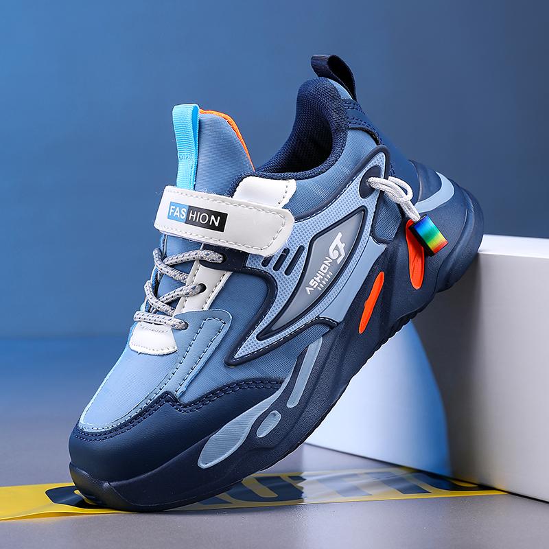 Zapatos Casuales de Cuero Populares para Niños Zapatilla Transpirable de Malla Calzado de Tendencia de Moda para Correr al Aire Libre