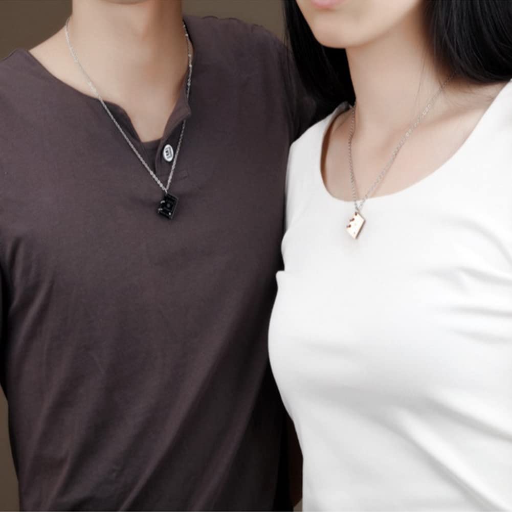 Eternal Love Pair Necklace Popular Brand Pink Gold 18K Genuine Pendant Stainless Steel Love Engraved Love Story [Rockyu] Women's