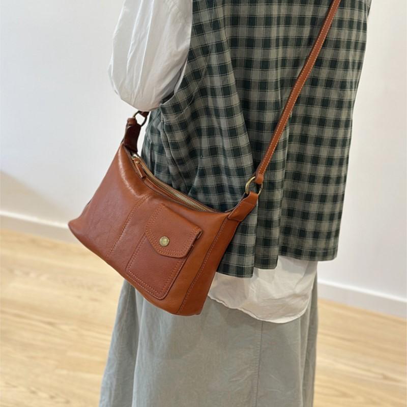 Johnature Genuine Leather Casual Women's Bag Soft Cowhide Solid Color Versatile Shoulder Crossbody Bag