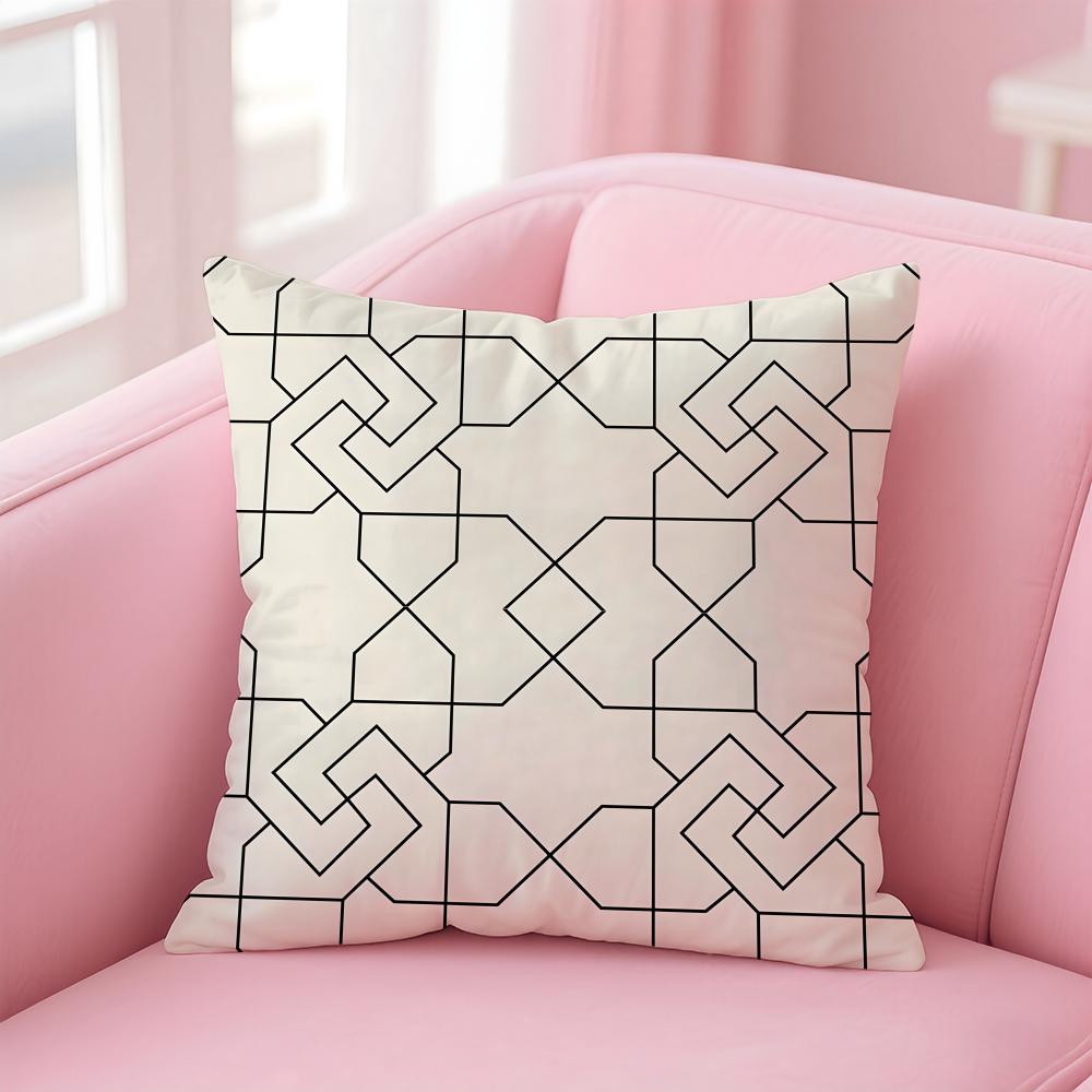 Businessstyle Geometric Minimalist Pattern Cushion Cover Pillow Case Soft Skin Friendly Fabric  Concealed Zipper