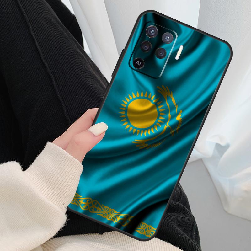 Kazakhstan Flag Case For Oppo A96 A76 A16 A60 A98 A58 A78 A18 A38 A80 A40 A77 A57 A17 A74 A54 A94 A15 A5 Pro