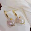 Send girlfriend exaggerated versatile earrings original natural baroque pearl stud earrings gold foil handmade jewelry earrings women