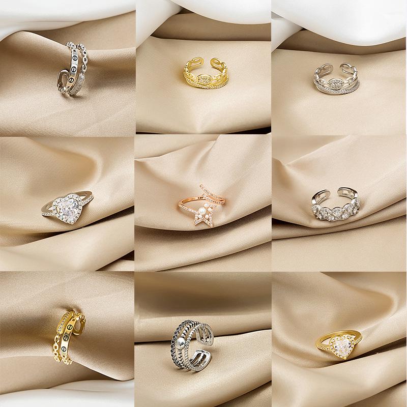 European & American Style Goddess Heart Ring: Exaggerated, Trendy, Non-Fading Diamond-Paved Design for Women