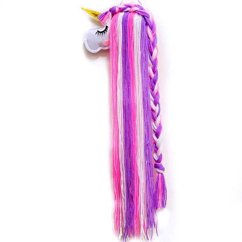 Felt Unicorn Ornament Children'S Hair Clip Decor Wall-Mounted Hair Accessory Organiser Wall-Mounted Hair Accessory Storage Strip