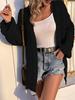 2023 Autumn and Winter New Medium and Long Knitted Sweater Jacket Women's Solid Color Lantern Sleeve European and American Sweater Women's Cardigan