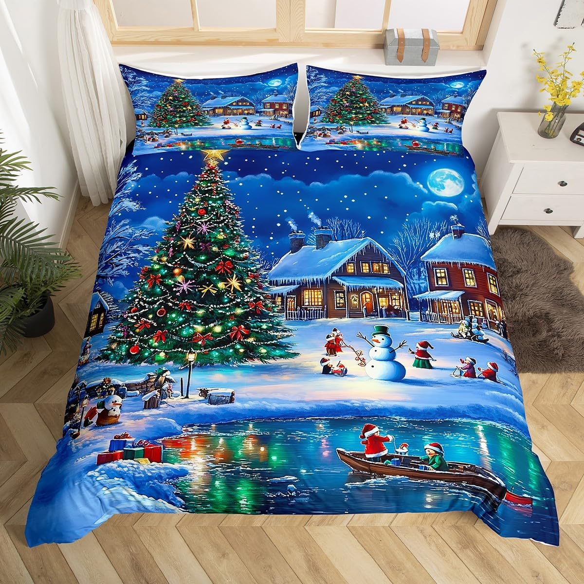 

Снежный человек Merry Christmas 3D Печать Комплект постельного белья Свежий Стиль Уютный Мягкий Пододеяльник Размеры King Quen Twin Подарок на День Рождения Декор Спальни 120*200cm Single