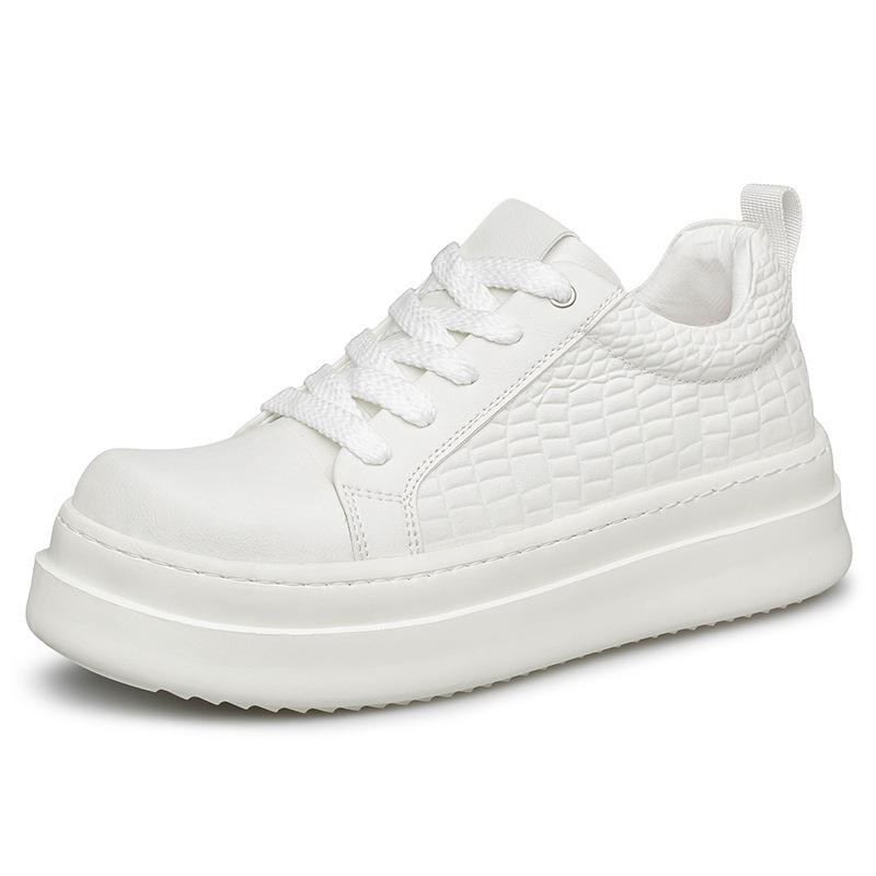 Men s White Platform Sneakers - Trendy, Versatile, Thick Sole Sports Casual Shoes EU 42
