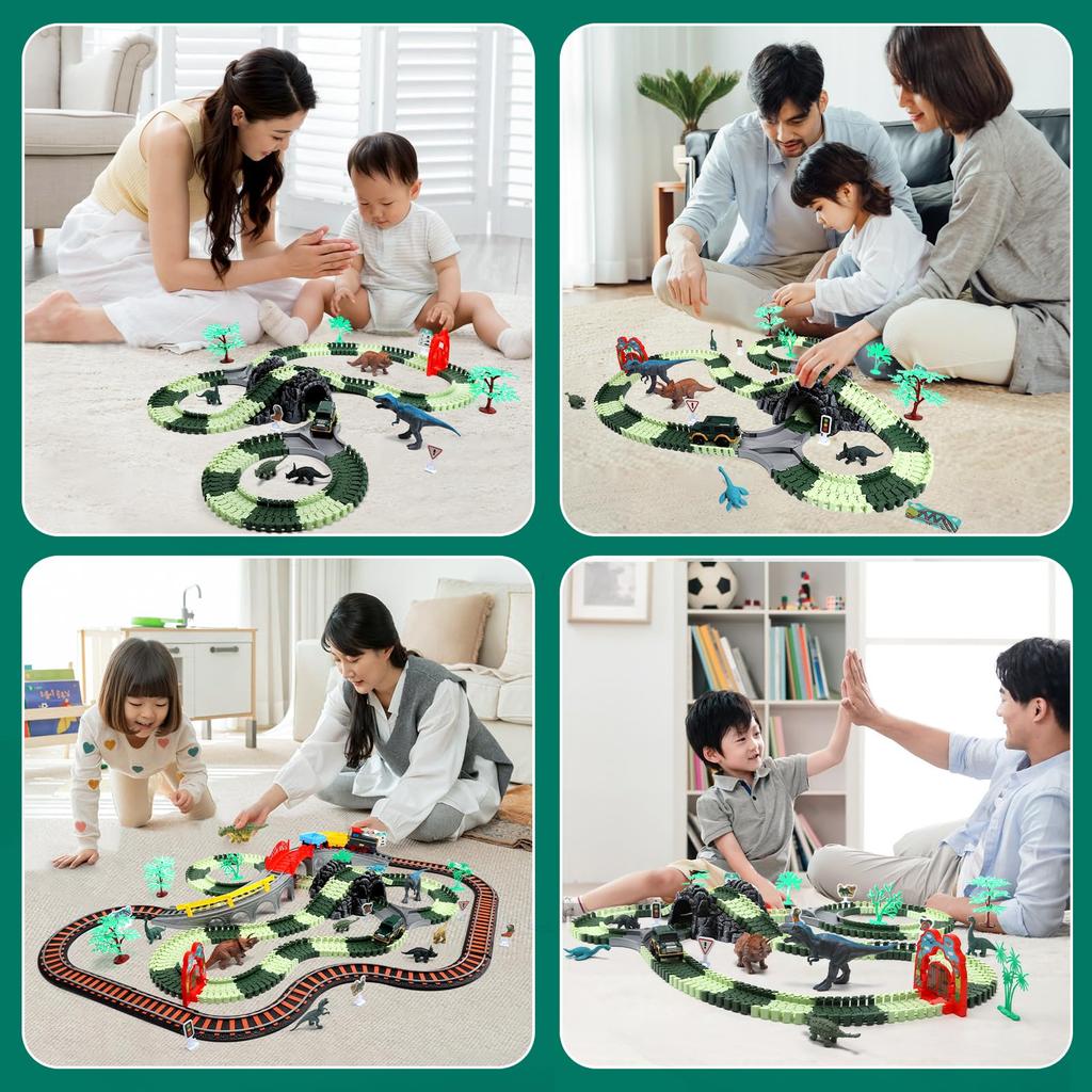 HOLYFUN Dinosaur Educational Rail Great 259 Assembly Mini Electric Vehicle Sound Railway Dinosaur 3D Free Birthday Gift Toy, Toy, Set, Adventure,
