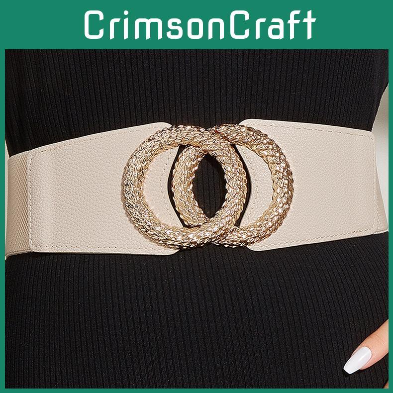 European Style Womens Leather Wide Belt With Alloy Double Buckle For Dresses And Coats