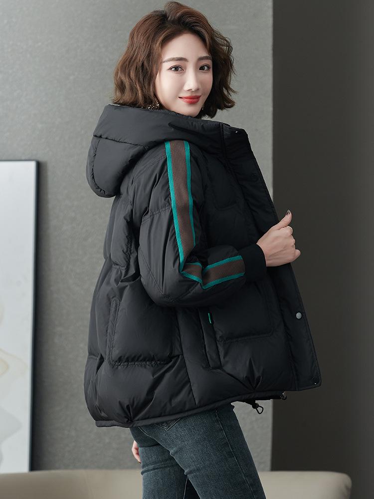 Women's Slim Fit Black Hooded Down Jacket - Fashionable Winter 2024 Short Coat