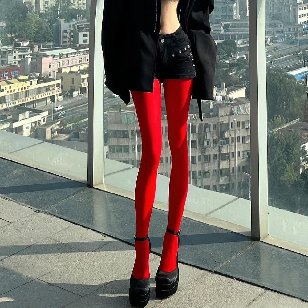 

2026 New Red Pantyhose Female New Year Red Socks Gothic Sexy Anti-hook Silk Velvet Stocking Wedding Bride s Leggings for Women красный