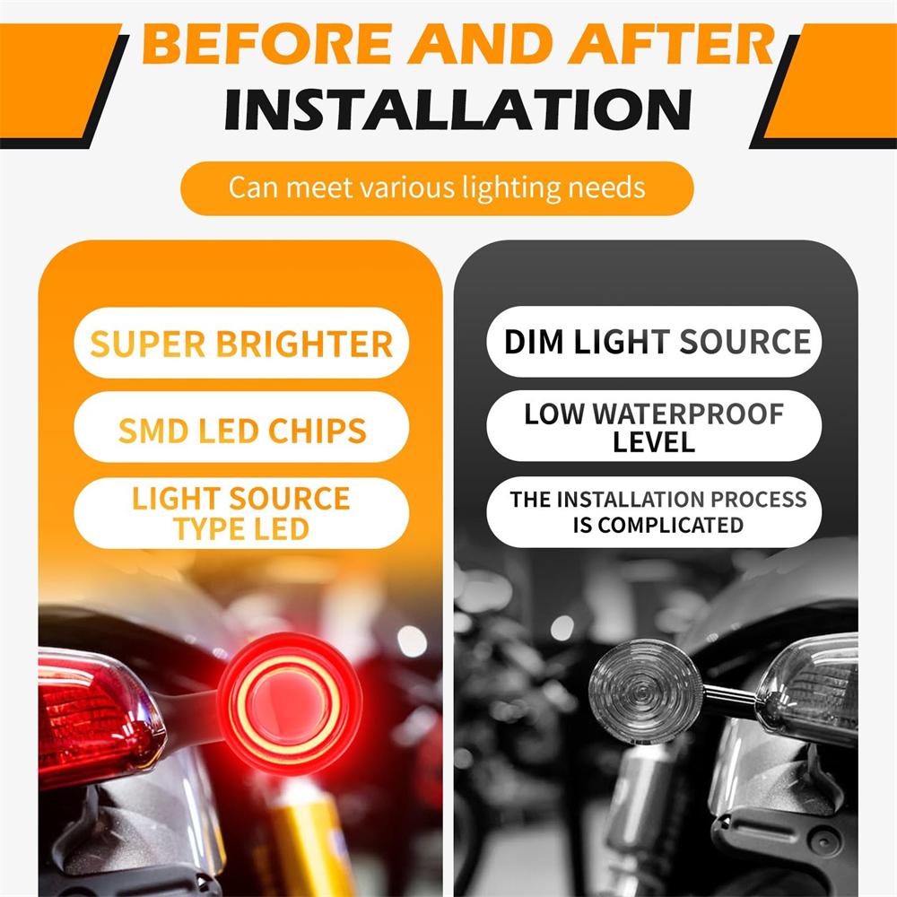 Furulu Motorcycle LED Bullet Blinker Red Brake Turn Signal Tail Light Universal