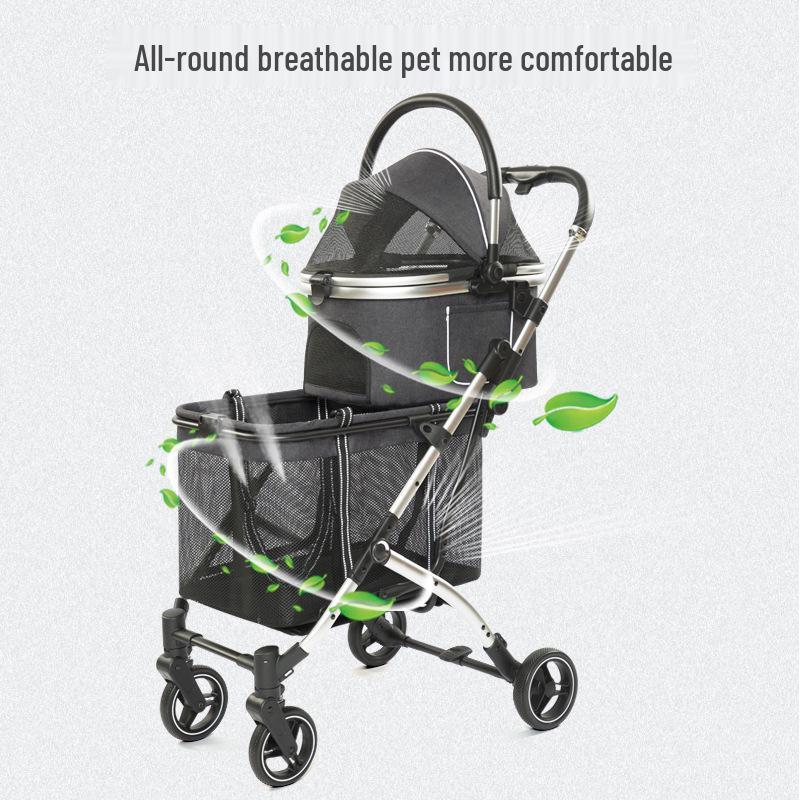 Double-Layer Pet Stroller: Spacious Design for Multiple Cats & Dogs, Removable Carriage