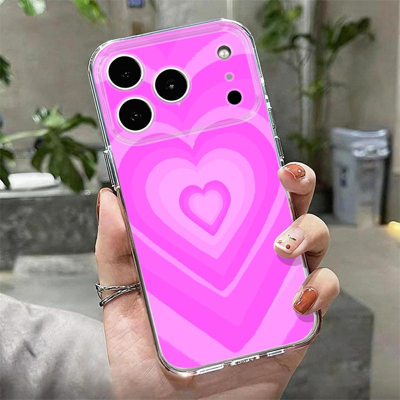 Silky Love Hearts Pattern Case For iPhone 17 Pro Max Coque iPhone 16 15 14 13 Pro Max 11 Clear TPU Silicone Soft Cover