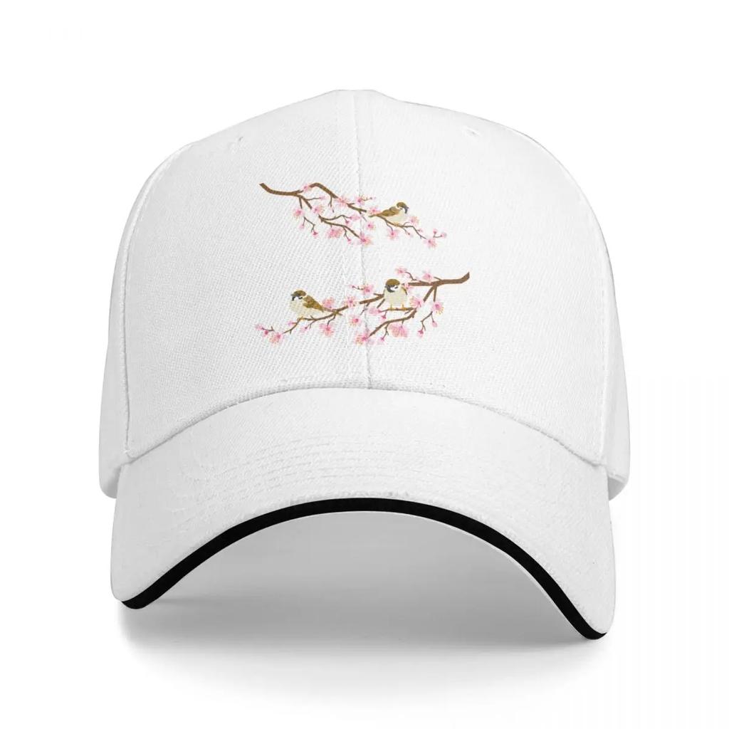 Cherry Blossom Japan Sakura with Bird Baseball Cap Custom Caps Thermal Visor Baseball Unisex Womens