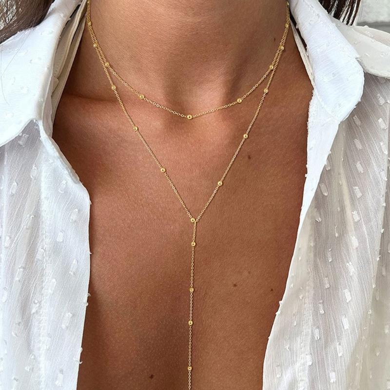 Stylish Multiple Strand Chain Necklace Delicate Fringe Designs Sturdy Alloy Accessory for Daily or Formal Wear